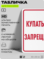 Табличка для бассейна "Купаться запрещено", на пляж, для общественной и частной зоны отдыха, информационная, 40х30 см, Silver Plane x Айдентика Технолоджи