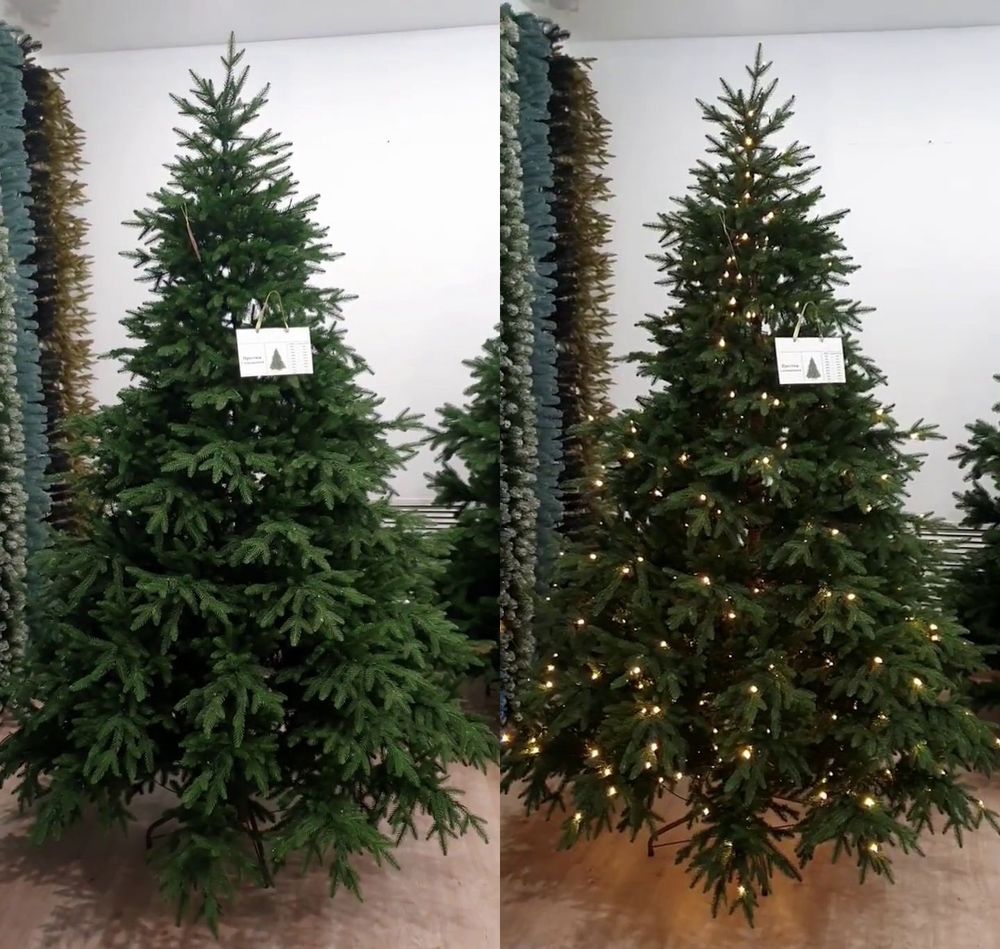 Елка с гирляндой встроенной «Престиж» (Литая хвоя) 230 см / 2,3 м