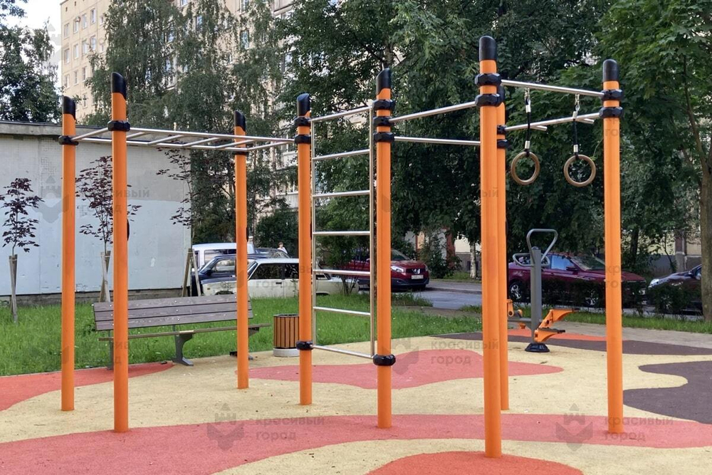 Комплекс воркаут 3 турника, шведская стенка, кольца и рукоход