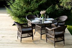 "Дольче" обеденная группа из искусственного ротанга, цвет коричневый