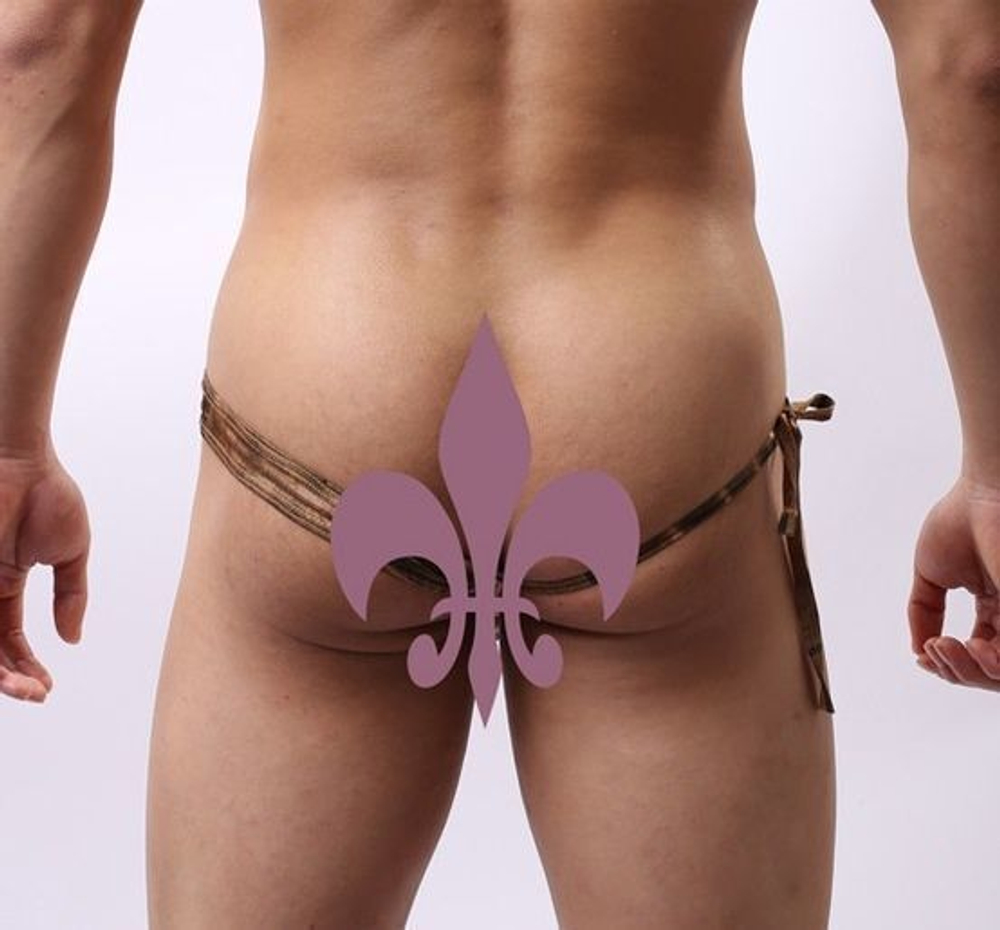 Мужские стринги джинс коричневые Cockon String Brown