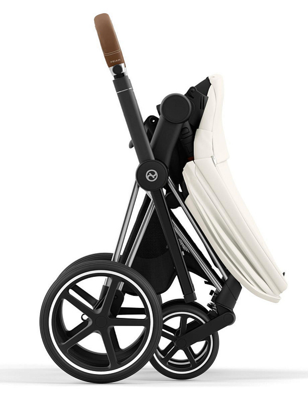 Коляска 3 в 1 Cybex Priam IV Chrome Brown complete и автокресло Aton S2 i-Size Ocean Blue Off White