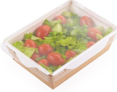 Контейнер бумажный с прозр. крыш. 800мл 207х127х55мм OpSalad ламинированный Крафт Packton