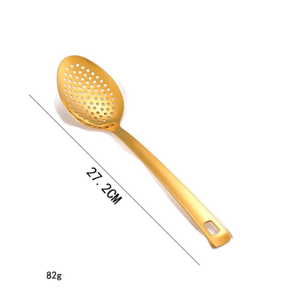 Ложка гарнирная для раздачи 27 см перфорированная Square Tip нерж. цвет золото PVD P.L.