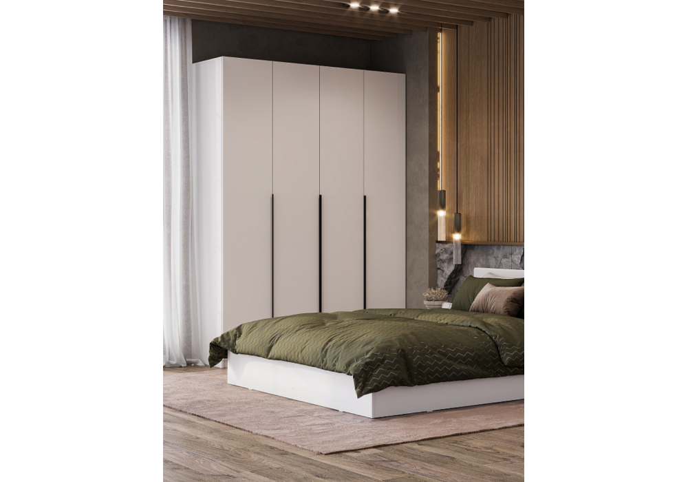 Шкаф Woodville Даиго четырехстворчатый белый текстурный