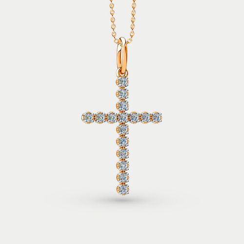 Крест из розового золота 585 пробы с фианитами (арт. 01-418435)