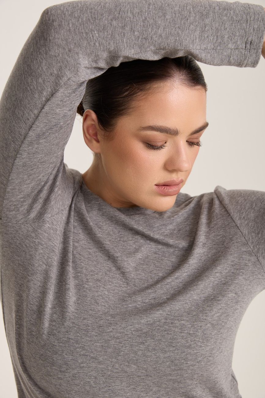 Лонгслив с шерстью мериноса, светло-серый