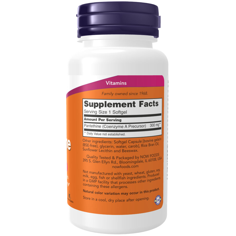 Now Foods Pantethine 300 mg 60 softgels, Витамин B5 (Пантотеновая кислота)