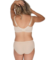 Телесный бюстгальтер с мягкой чашкой +size из кружева с «ресничками» (Размер: 65K) (Цвет: телесный)