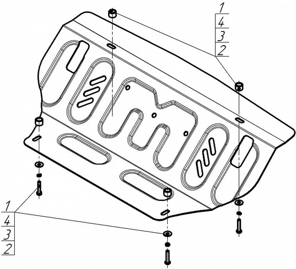 Защита Радиатора. 2 мм, Сталь. для Mitsubishi Pajero IV 2012-2020, Motodor.71304
