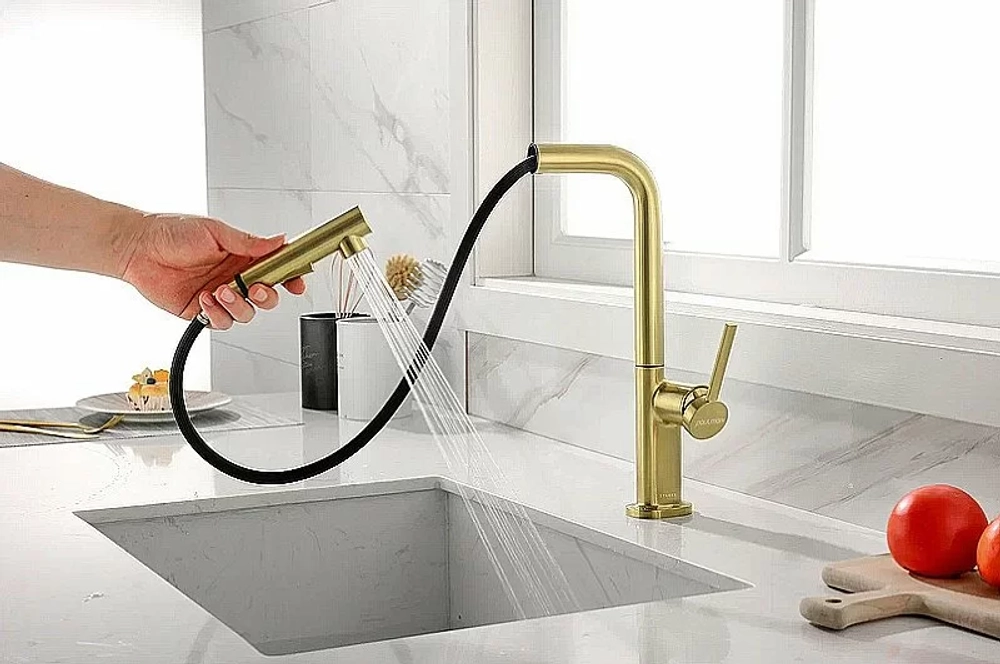 Смеситель для кухни Paulmark Neo Ne214419-LG светлое золото