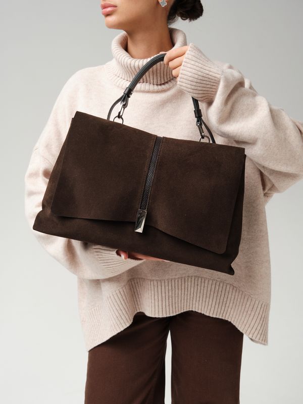 Замшевая сумка сэтчел Colette DBR 31349 черный каштан