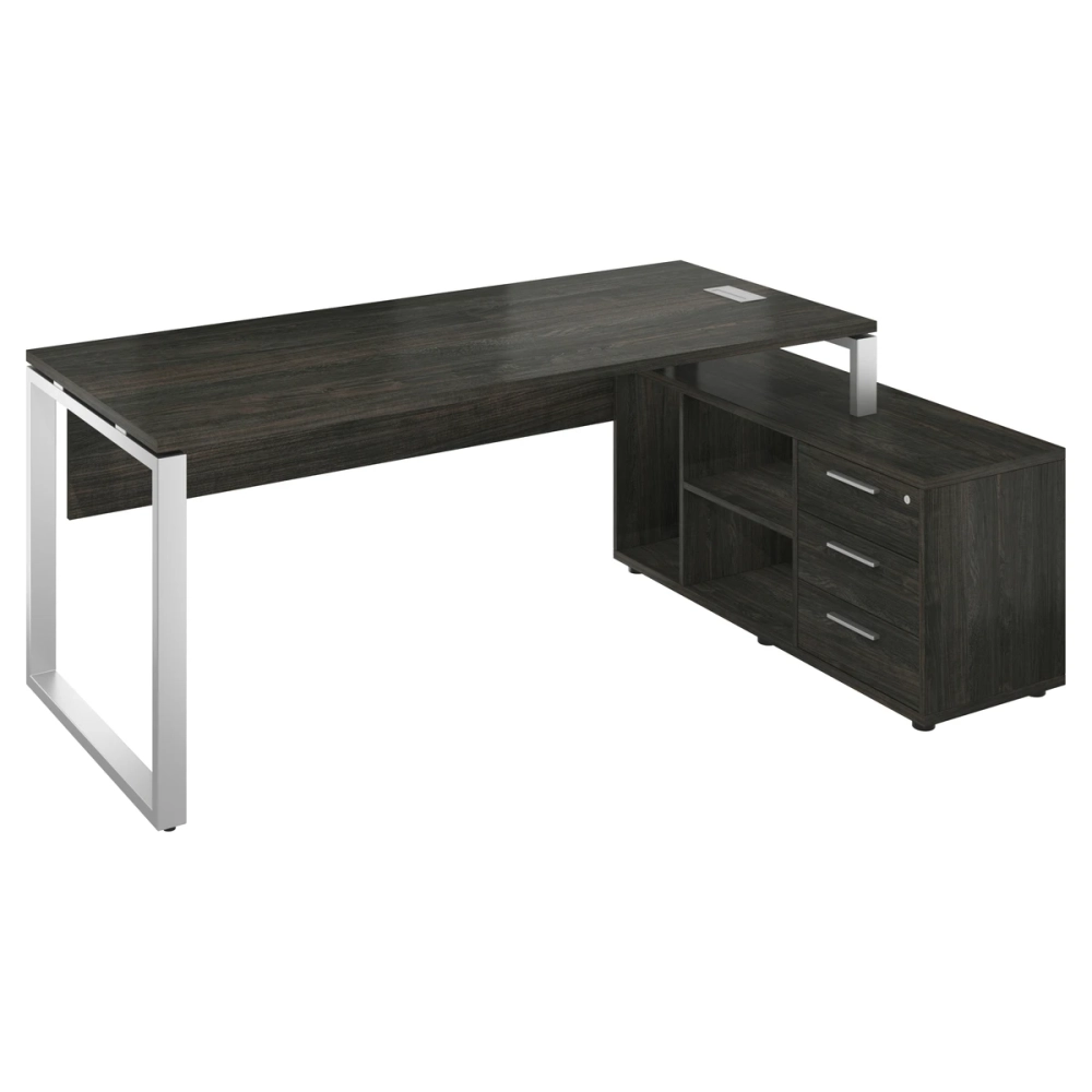 Стол руководителя с тумбой на металлокаркасе АТЛОН