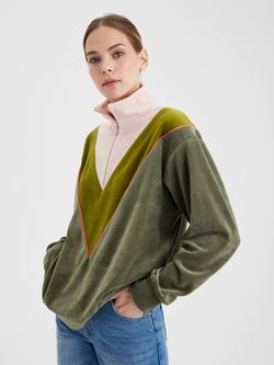 Толстовка на молнии мох/пудра