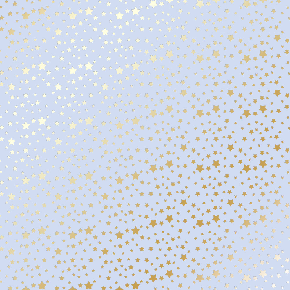 Лист односторонней бумаги с золотым тиснением, дизайн Golden stars Purple, 30,5см х 30,5см