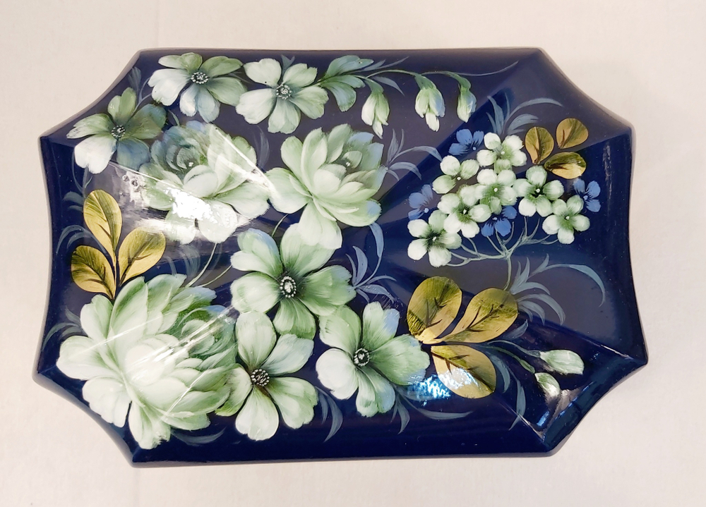 Шкатулка "Цветы на синем" с жостовской росписью