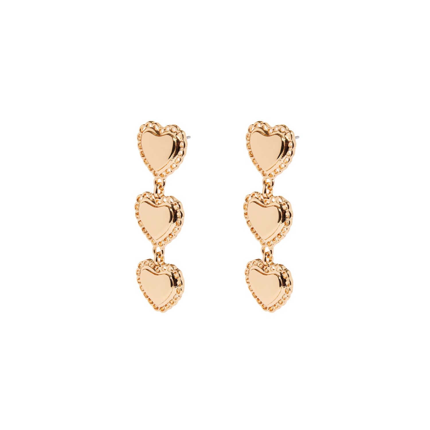 Серьги Trio Heart Drop Earrings - Gold