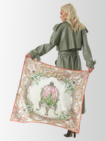 Платок «Яйцо Фаберже Ландыши» 100% шёлк жемчужный