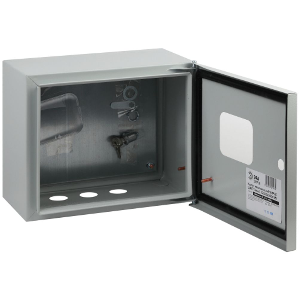 Корпус металлический ЭРА SIMPLE ЩМПг-02 с окном (250х300х175) IP54 У2 серый | Корпуса металлические с монтажной панелью