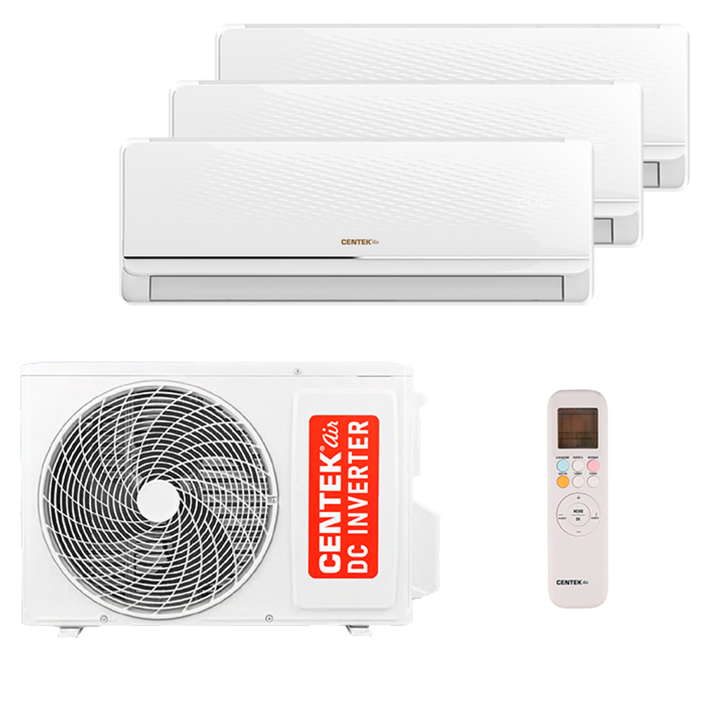 Мультисплит система на 3 комнаты Centek CT-66AMWM-H07/4R3B(FX) x 3 / CT-66AM3-H21/4DR3C