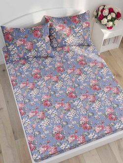 Постельное белье Сказка "Прохоровская роза" 2-спальный   наволочки 50х70 2шт Простынь на резинке 160х200 см  Пододеяльник 175х215 см