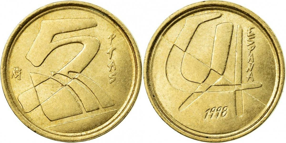 Испания 5 песет, 1989-2001 Хуан Карлос I XF
