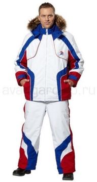 Костюм зимний "Эльбрус" брюки (белый/василек/красный)