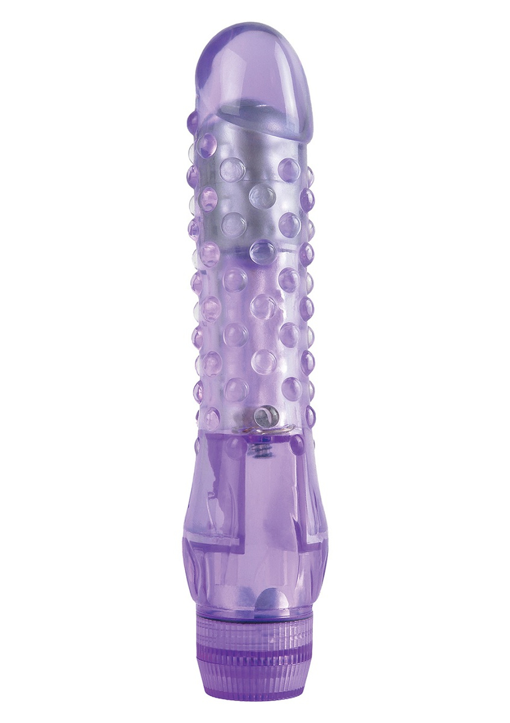 Фиолетовый вибратор с шишечками JUICY JEWELS - 16 см.