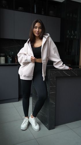 Худи на молнии в цвете пудра