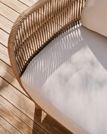 Трехместный уличный диван Catalina, бежевый корд, массив акации