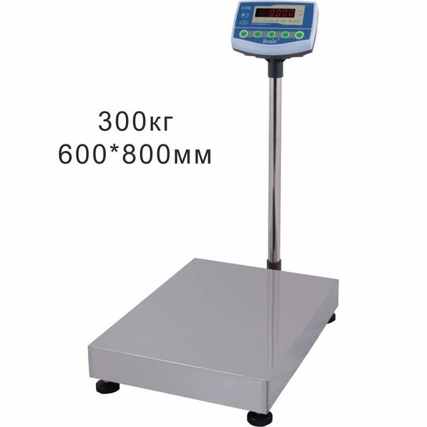 Весы товарные напольные SCALE СКЕ-300-6080, RS232, 300кг, 50/100гр, 800*600, с поверкой