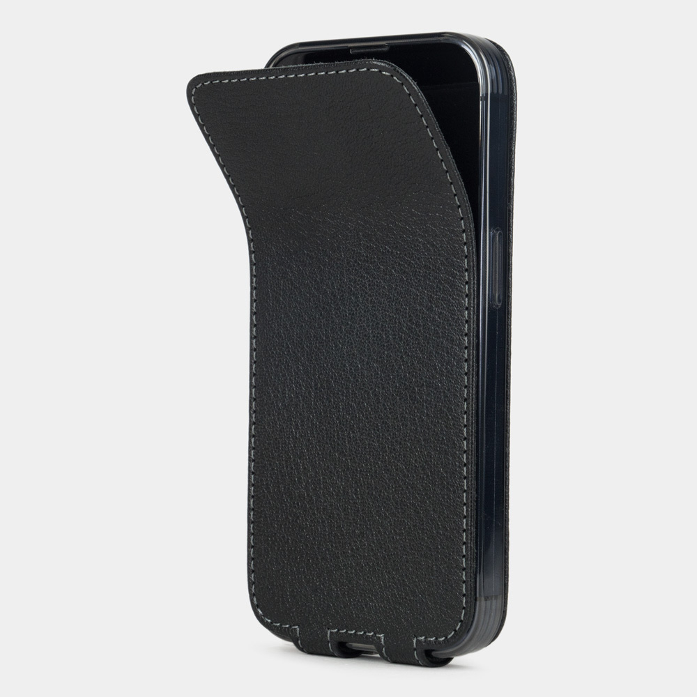 Чехол для iPhone 14 Pro из кожи козы, черного цвета