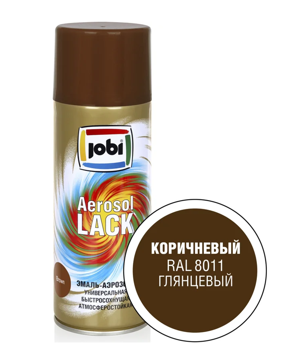 Эмаль аэрозольная глянцевая коричневый JOBI RAL 8011 520мл
