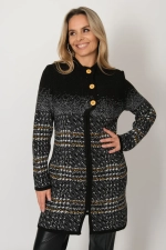 Кардиган В 1742 ст/черно-горчичный