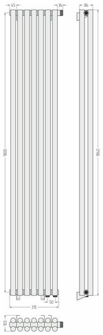 Сунержа Эстет-11 EU50 1800х315 7 секций