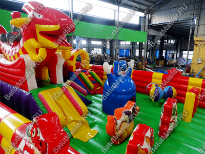 Недорогой батут "Красный дракон" 10*7*3.5 м