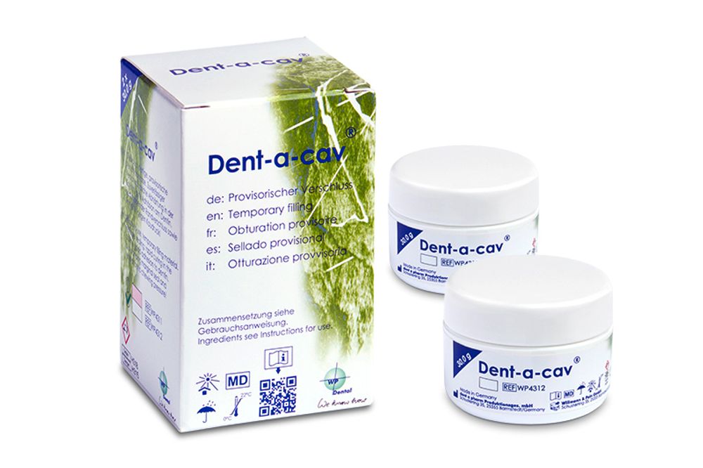 Dent-a-cav White (2x30гр.) Дент-а-кав белый, временный пломбировочный материал, Dent a cav