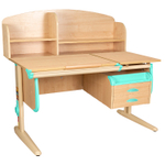 Растущая парта Дэми СУТ 25 с задней полкой СУТ.34.390 и навесной тумбой (1200×880 мм)