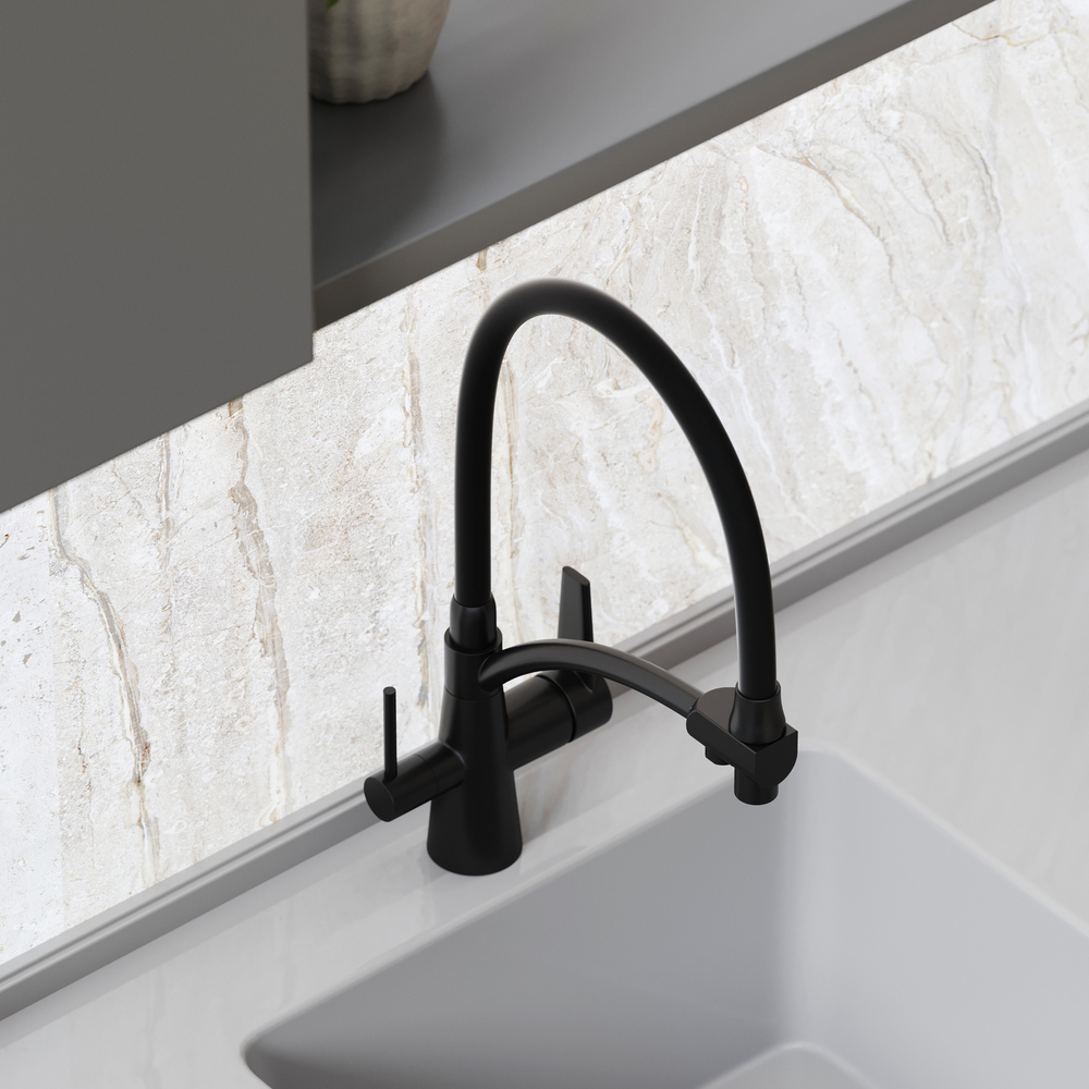 Смеситель для кухни Sancos Eri с гибким изливом, цвет матовый черный/черный, арт. SC4001MB