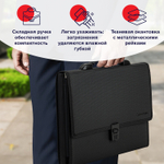 Папка-портфель пластиковая BRAUBERG "ДИПЛОМАТ" А4 (330х245х35 мм) 13 отделений фактура бисер черная (2 штуки в упаковке)