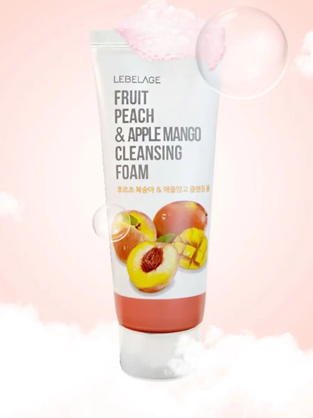 LEBELAGE - ПЕНКА ДЛЯ УМЫВАНИЯ С ЭКСТРАКТАМИ ПЕРСИКА И МАНГО FRUIT PEACH & APPLE MANGO CLEANSING FOAM, 100 ML