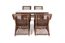 "Латте–140 L" обеденная группа плетеная, цвет коричневый