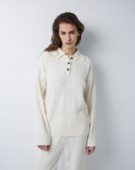 Поло объемного кроя из смесового кашемира молочный