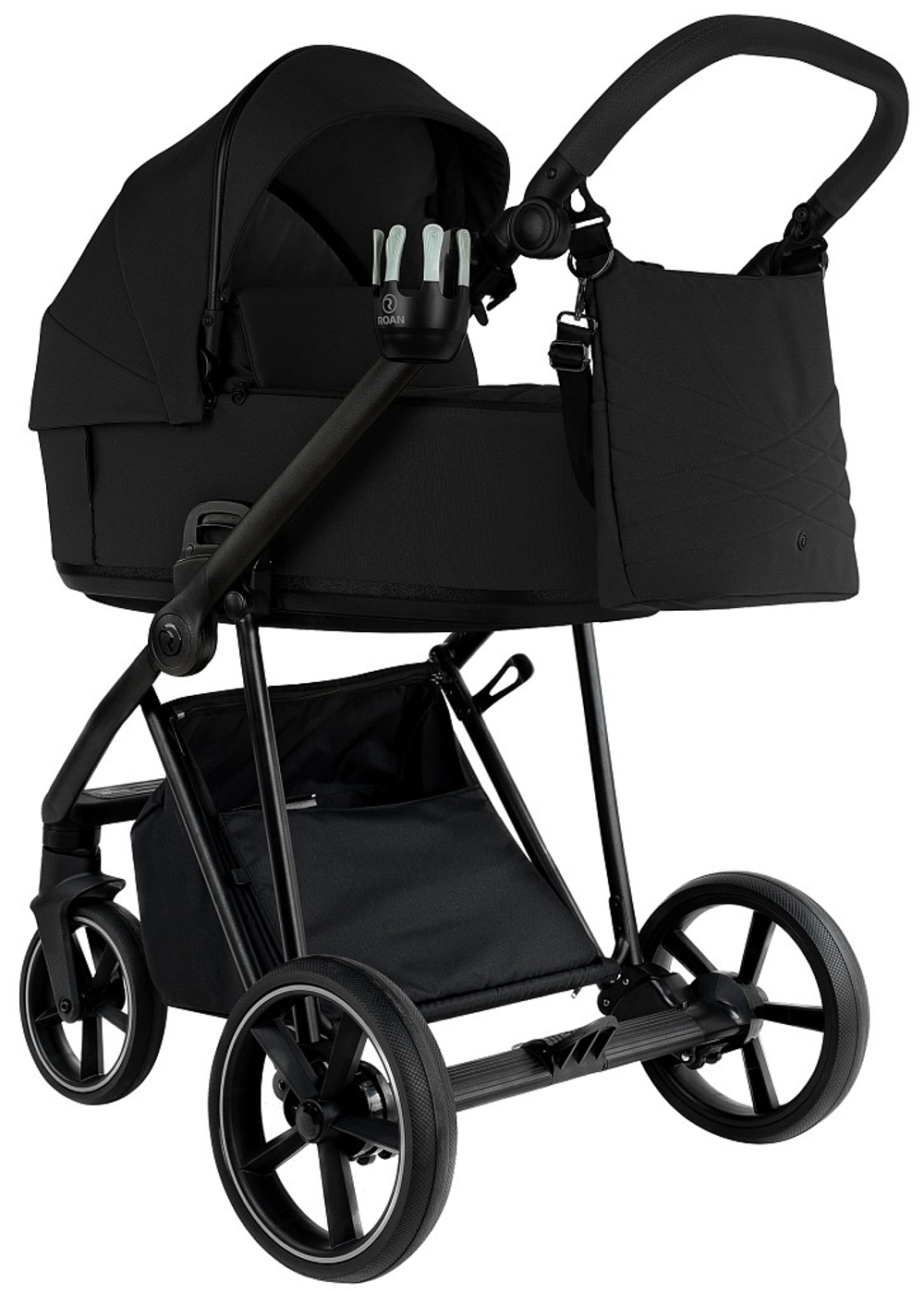 Детская коляска Roan Sol 2.0 3 в 1 с автокреслом Pituso Baesa Pro Black,Beige Canopy SLL/30/T Caviar Black/Black/руч.Black