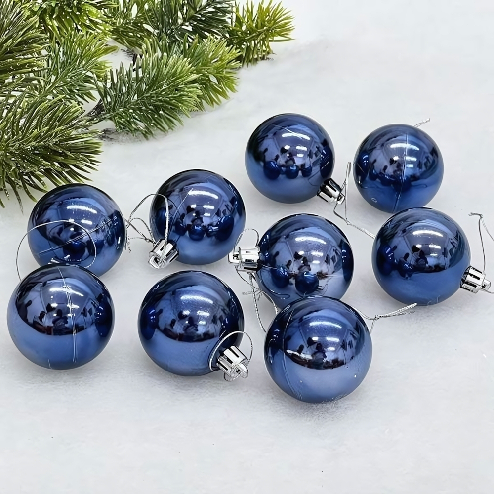 Новогодние шары 5 см (набор 24 шт) "Глянец", сапфир (Серпантин)