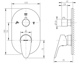 Смеситель встраиваемый в стену Bravat Drop (3-функц)