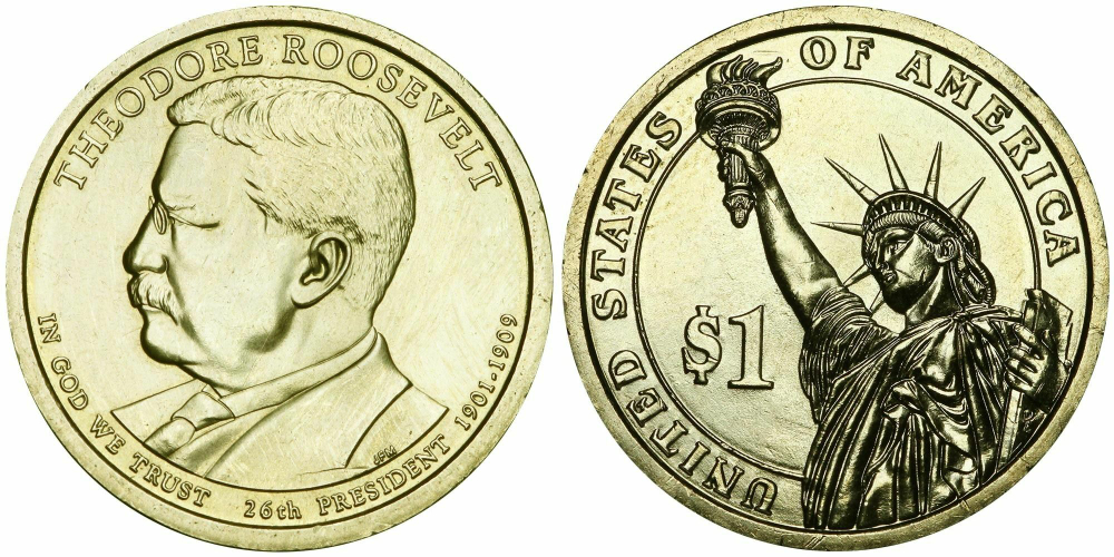 США 1 доллар 2013 Президент 26 - Теодор Рузвельт (1901–1909)
