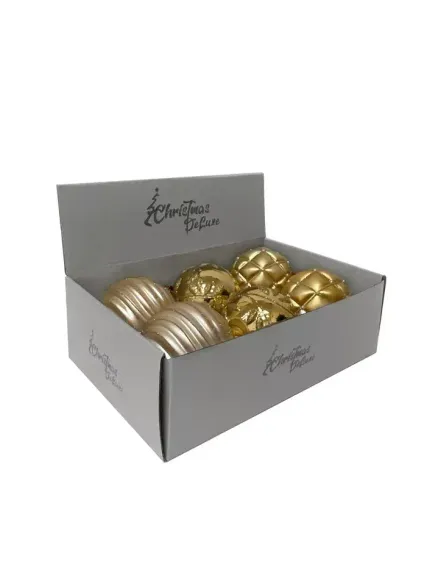 Набор винтажных стеклянных шаров Старинный вальс 100 мм., пудрово-золотой, 6 шт., Christmas DeLuxe (13022)