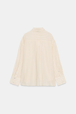 ZARA РУБАШКА ОВЕРСАЙЗ С КАРМАНОМ, ПАСТЕЛЬНО-ЖЕЛТЫЙ