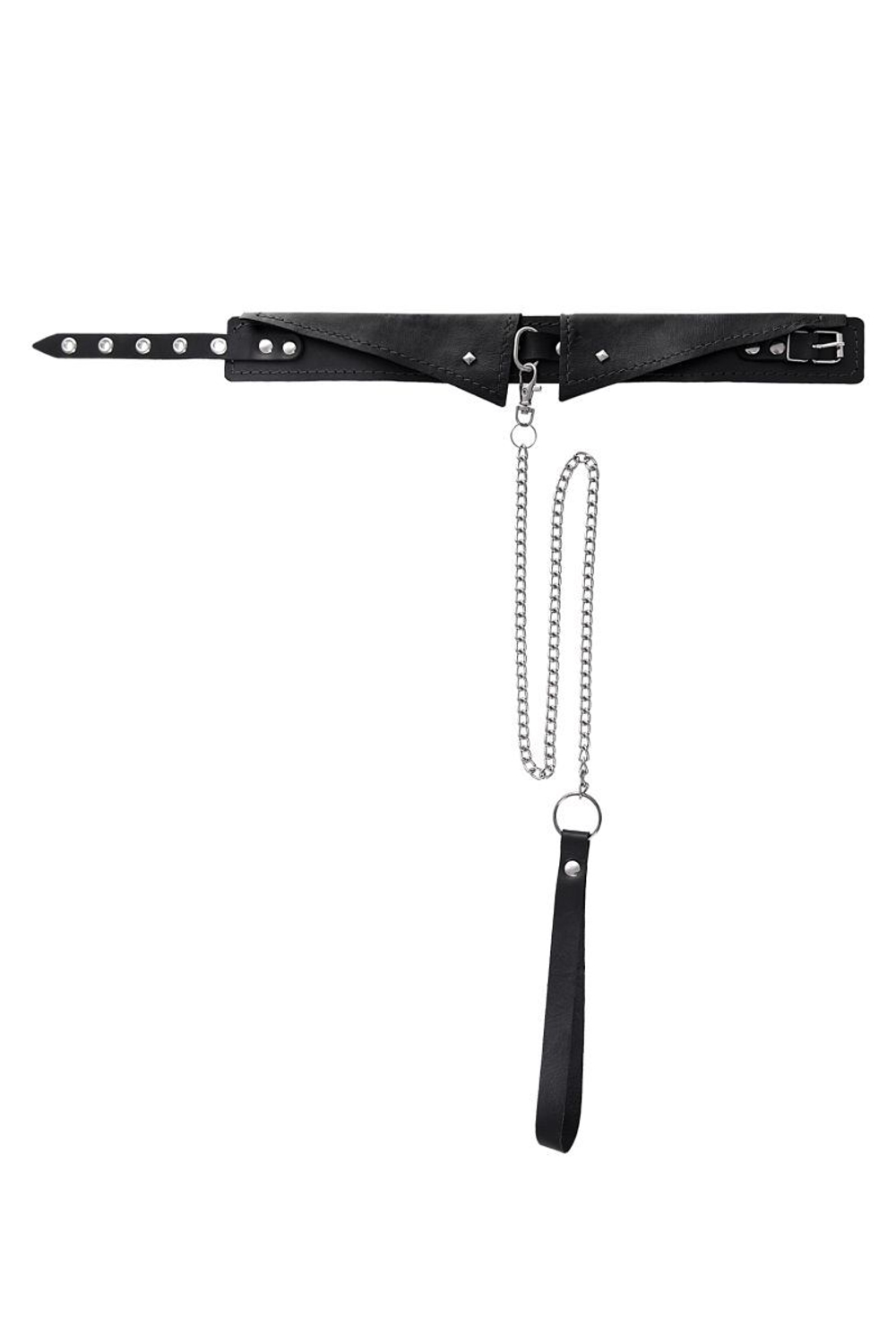 Черный ошейник-воротник с поводком (Цвет: черный)